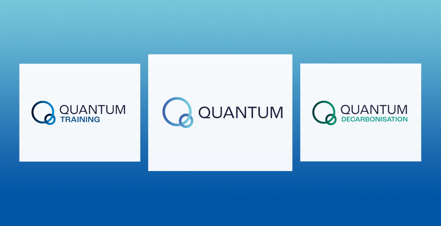 Illustration displaying our new brand logo for Quantum Group, Quantum Training and Quantum Decarbonisation